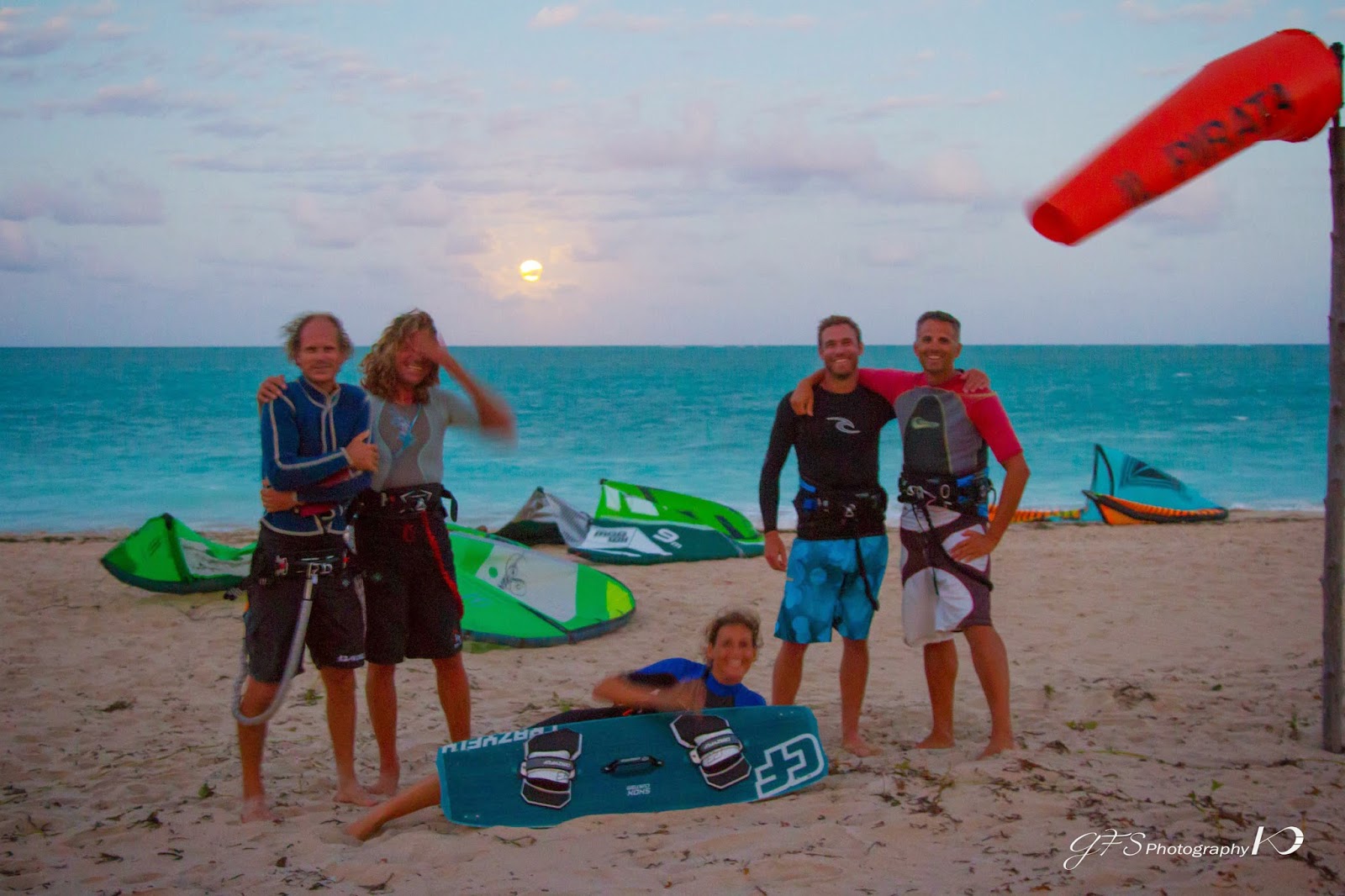 full moon kitesurfing with friends