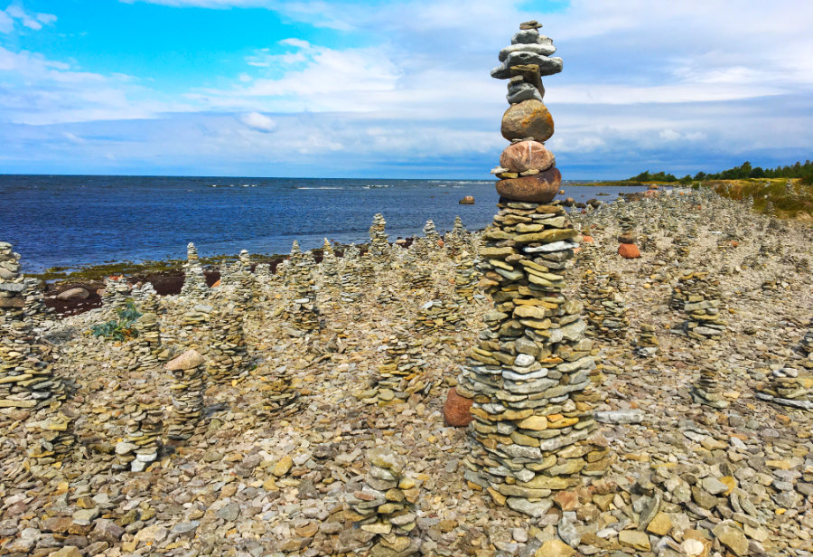 Stone towers beach on south west peninsula