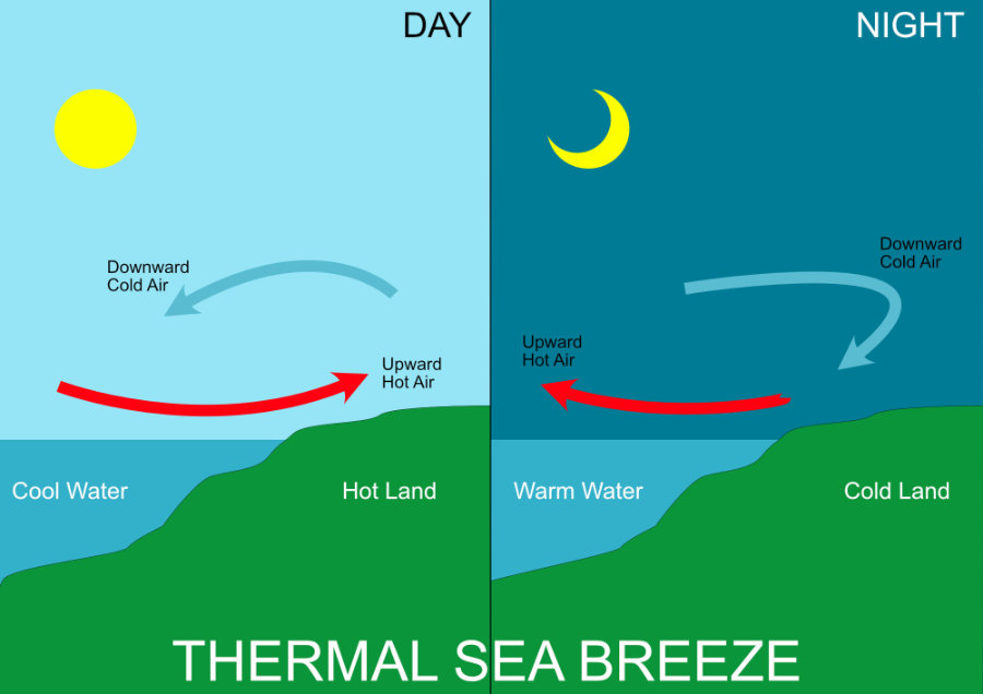 Thermal effect that generates wind