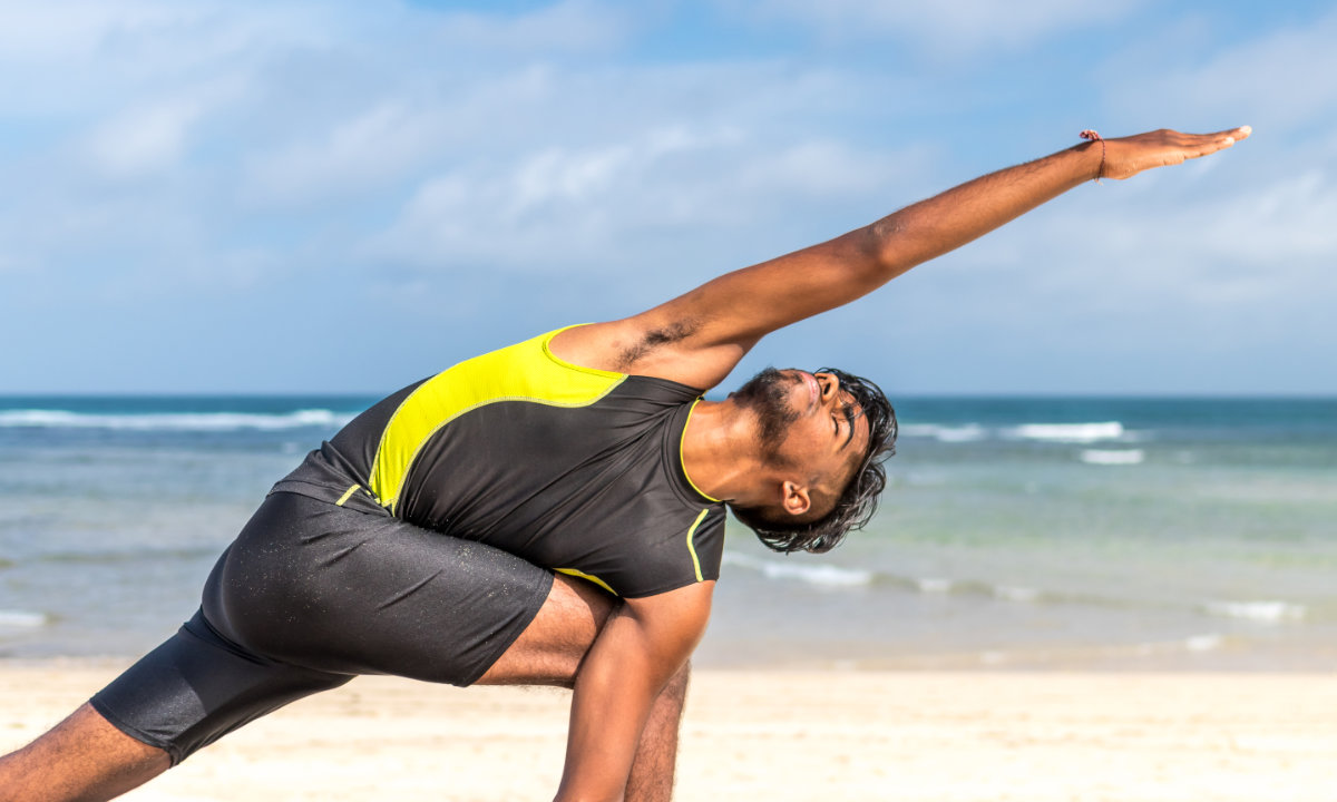 yoga on the kitesurfing beach