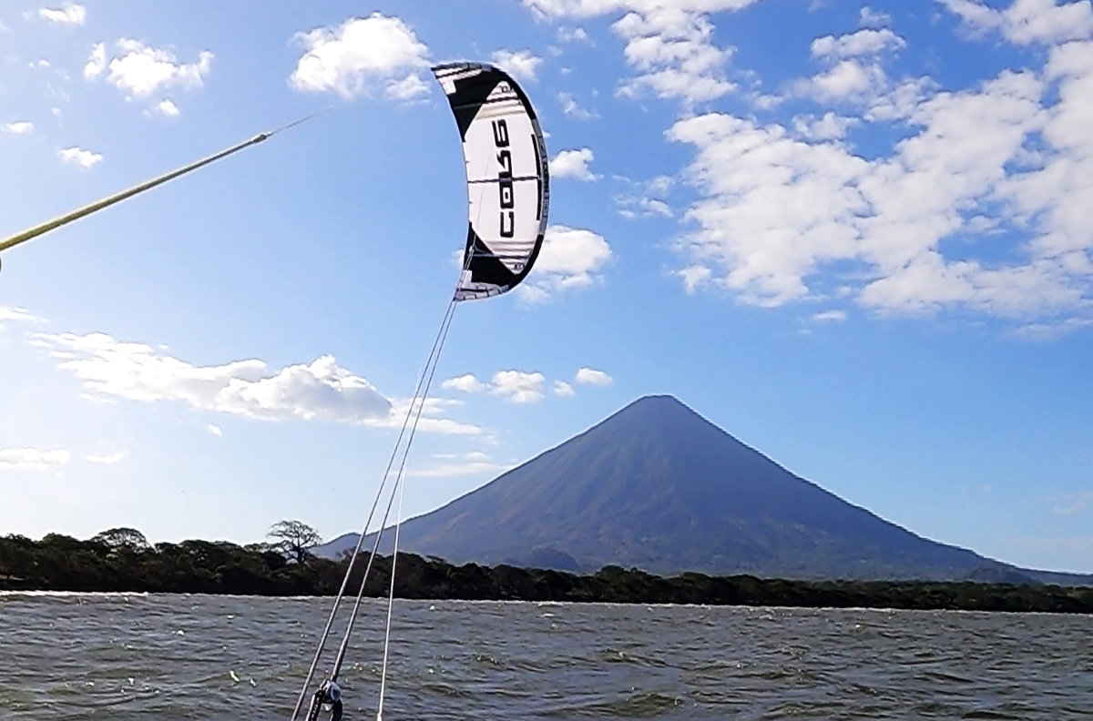 Opetepe kitesurfing below a volcano