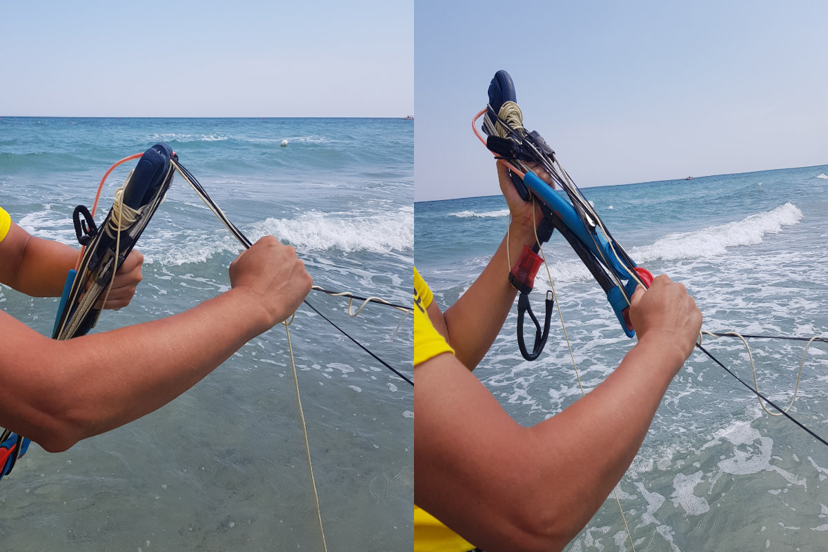 wrapping kitesurf lines in emergency